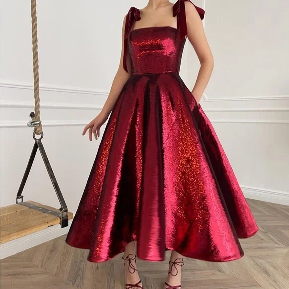 Teuta Matoshi Dresses | Teuta Matoshi Forever Carmine Burgundy Sequin Midi Dress | Color: Red | Size: 4 | Boksunga92'S Closet